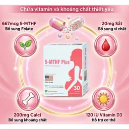 5 MTHF (hộp 30 viên) viên uống bổ sung Acid Folic / Folate, Sắt, Vitamin Tổng Hợp, Hỗ Trợ Sinh Sản, Ngăn Dị Tật Thai Nhi 5