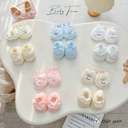 Combo 3-5 Set Bao Tay Bao Chân Bo Chun Embes Baby Toom Vải Petit Pastel Mềm Mại Cho Bé Sơ Sinh 1