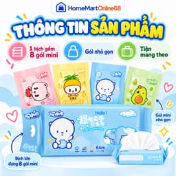 Bịch 8 Gói Khăn Ướt Mini Tiện Lợi Lau Tay Cá Nhân Dùng Khi Đi Chơi Du Lịch Dã Ngoại | HomeMartOnline68 4
