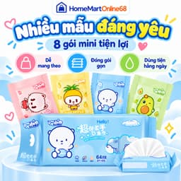 Bịch 8 Gói Khăn Ướt Mini Tiện Lợi Lau Tay Cá Nhân Dùng Khi Đi Chơi Du Lịch Dã Ngoại | HomeMartOnline68 8