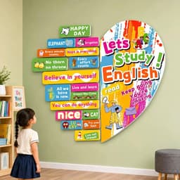 Tranh dán tường trang trí tường tiếng Anh cho bé Let's Study English kèm câu động viên fomex dán nổi (TA102) 2