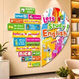 Tranh dán tường trang trí tường tiếng Anh cho bé Let's Study English kèm câu động viên fomex dán nổi (TA102) 1