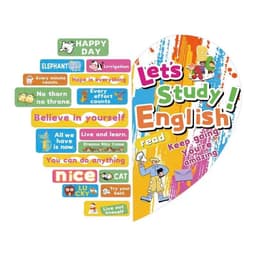 Tranh dán tường trang trí tường tiếng Anh cho bé Let's Study English kèm câu động viên fomex dán nổi (TA102) 3