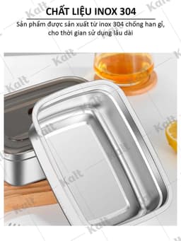Hộp Đựng Thực Phẩm Inox 304 Chữ Nhật Nhiều Dung Tích Đựng Thực Phẩm Đa Năng KALT DT240800801 5