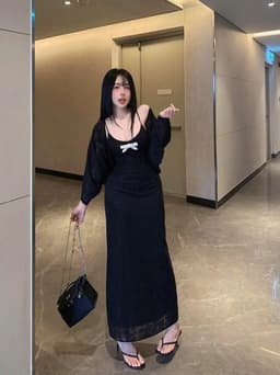 Set đi biển, Set đầm body thiết kế 2 dây chất Ren Hoa đính nơ tôn dáng phối khoác kiểu tay lửng_MKQC 6