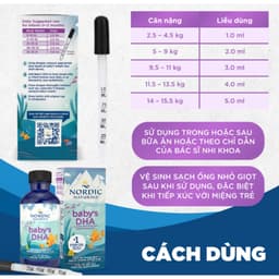 Nordic Naturals Baby's DHA 60ml - DHA Omega-3  Hỗ trợ phát triển khỏe mạnh cho não bộ,thị lực và hệ thần kinh Bé Từ 0-1T 5