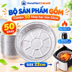 Combo 50 Khay Bạc Size 22cm Dùng Cho Nồi Chiên Không Dầu Tái Sử Dụng Khay Nướng Chịu Nhiệt | HomeMartOnline68 2