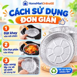 Combo 50 Khay Bạc Size 22cm Dùng Cho Nồi Chiên Không Dầu Tái Sử Dụng Khay Nướng Chịu Nhiệt | HomeMartOnline68 5