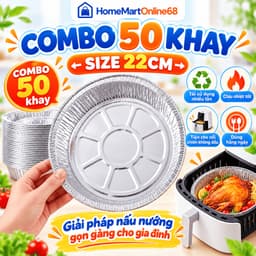 Combo 50 Khay Bạc Size 22cm Dùng Cho Nồi Chiên Không Dầu Tái Sử Dụng Khay Nướng Chịu Nhiệt | HomeMartOnline68 9