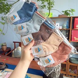 (TẤT SƠ SINH) Set 5 Đôi Tất Cotton Kèm Chống Trượt Cho Các Bé Phối Nhiều Họa Tiết Mã Mới Nhất 4