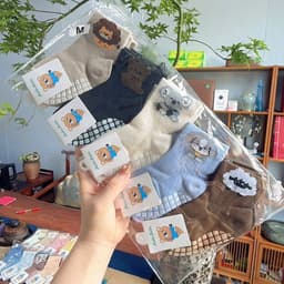 (TẤT SƠ SINH) Set 5 Đôi Tất Cotton Kèm Chống Trượt Cho Các Bé Phối Nhiều Họa Tiết Mã Mới Nhất 7