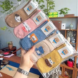 (TẤT SƠ SINH) Set 5 Đôi Tất Cotton Kèm Chống Trượt Cho Các Bé Phối Nhiều Họa Tiết Mã Mới Nhất 5