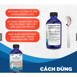 Nordic Naturals Children's DHA  ( CHAI 119ml. và 237 ml ) Vị Dâu - 530mg Omega-3 Cho Bé 1 tuổi+ Hỗ trợ phát triển não bộ 2