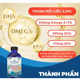 Nordic Naturals Children's DHA  ( CHAI 119ml. và 237 ml ) Vị Dâu - 530mg Omega-3 Cho Bé 1 tuổi+ Hỗ trợ phát triển não bộ 5