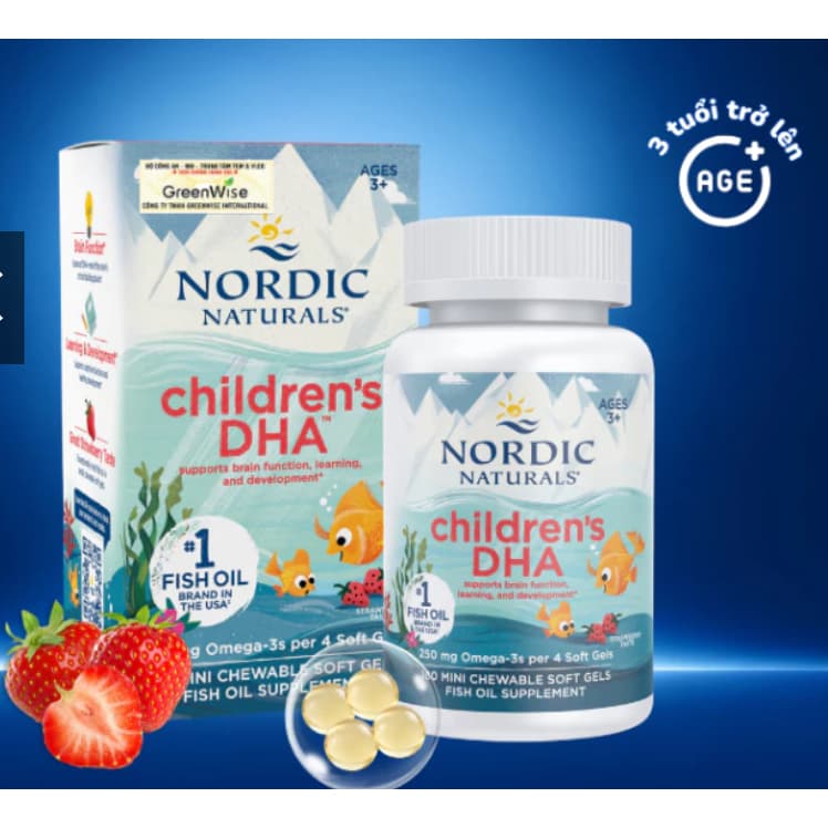 Nordic Naturals Children's DHA  (  180 Viên ) viên Nhai Vị Dâu - 250mg Omega-3 Cho Trẻ Em từ 3 tuổI. >SUSI SHOP 36