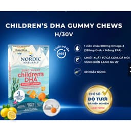 Nordic Naturals DHA Gummy Chews 30 Viên Nhai Thạch Vị Trái Cây - 600mg Omega-3 rTG Cho Bé 3+ 5