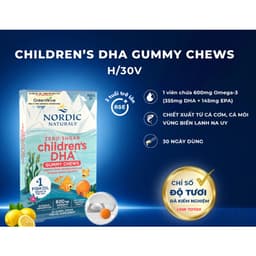 Nordic Naturals DHA Gummy Chews 30 Viên Nhai Thạch Vị Trái Cây - 600mg Omega-3 rTG Cho Bé 3+ 1
