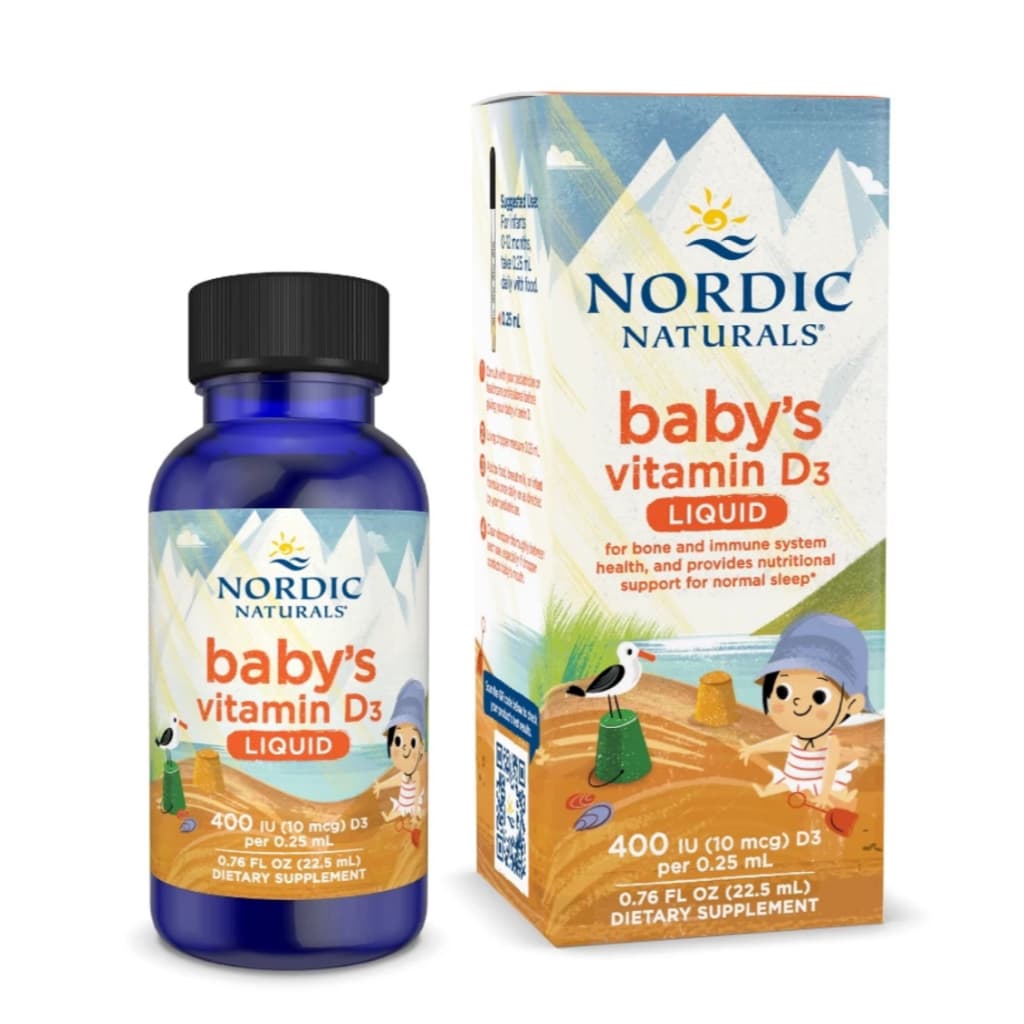 Vitamin D3 thuần tinh khiết Nordic Naturals lọ 22,5ml, Hỗ trợ phát triển hệ xương răng & nhịp giấc ngủ cho bé 0-12 tháng