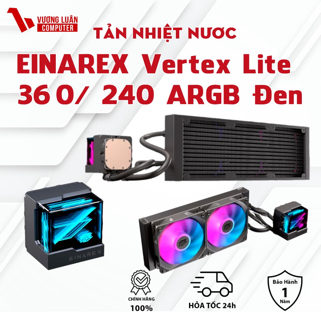 Tản nhiệt nước EINAREX Vertex Lite 360 | 240 ARGB màu Đen -Chính Hãng