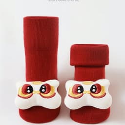 Vớ Cổ Cao Cho Bé Màu Đỏ Họa Tiết 3D Dễ Thương, Tất Trẻ Em Phong Cách Tết Noel SNBABYKIDS 6