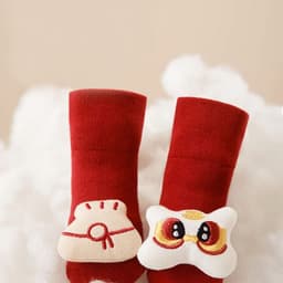 Vớ Cổ Cao Cho Bé Màu Đỏ Họa Tiết 3D Dễ Thương, Tất Trẻ Em Phong Cách Tết Noel SNBABYKIDS 7