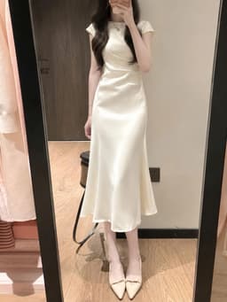 QCDX_Đầm váy dài, đầm đi tiệc, váy tiểu thư, đầm dáng dài xếp ly eo Chất Tuyết Nhung tay cộc 2
