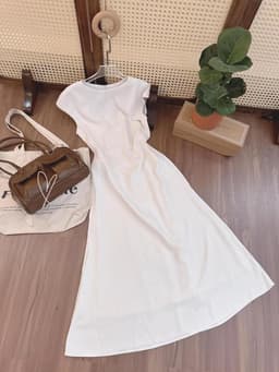 QCDX_Đầm váy dài, đầm đi tiệc, váy tiểu thư, đầm dáng dài xếp ly eo Chất Tuyết Nhung tay cộc 8