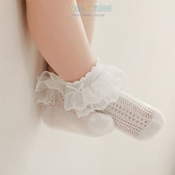 Tất Ren 2 Tầng Cho Bé Gái Phối Bèo Hoa Nơ Nhỏ Dễ Thương, Vớ Bèo Ren Thời Trang Hàn Quốc SNBABYKIDS 8