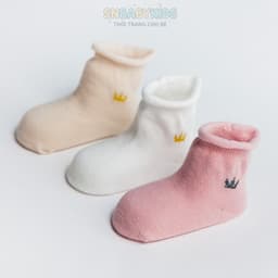 Set 3 Đôi Vớ Cổ Ngắn Cho Bé Họa Tiết Vương Miện Dễ Thương, Vớ Trẻ Em Giá Rẻ Đáng Yêu SNBABYKIDS 6