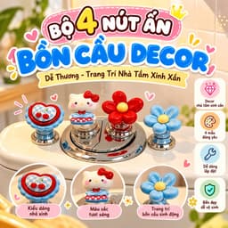 Bộ 4 Nút Ấn Bồn Cầu Decor Dễ Thương, Nút Nhấn Xả Bồn Cầu Trang Trí Họa Tiết Hoa Trái Tim, Phụ Kiện Nhà Tắm Tiện Lợi 1