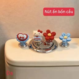 Bộ 4 Nút Ấn Bồn Cầu Decor Dễ Thương, Nút Nhấn Xả Bồn Cầu Trang Trí Họa Tiết Hoa Trái Tim, Phụ Kiện Nhà Tắm Tiện Lợi 4
