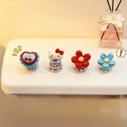 Bộ 4 Nút Ấn Bồn Cầu Decor Dễ Thương, Nút Nhấn Xả Bồn Cầu Trang Trí Họa Tiết Hoa Trái Tim, Phụ Kiện Nhà Tắm Tiện Lợi 3