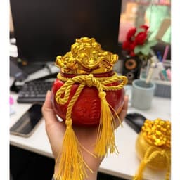 Hũ Tài Lộc Kim Tiền Phong Thủy, Hũ Đựng Gạo Muối Trang Trí Bàn Thờ Thần Tài, Kích Thước 12.5x11.5cm 6