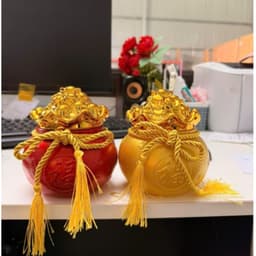 Hũ Tài Lộc Kim Tiền Phong Thủy, Hũ Đựng Gạo Muối Trang Trí Bàn Thờ Thần Tài, Kích Thước 12.5x11.5cm 3