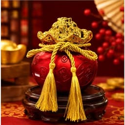 Hũ Tài Lộc Kim Tiền Phong Thủy, Hũ Đựng Gạo Muối Trang Trí Bàn Thờ Thần Tài, Kích Thước 12.5x11.5cm 4