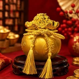 Hũ Tài Lộc Kim Tiền Phong Thủy, Hũ Đựng Gạo Muối Trang Trí Bàn Thờ Thần Tài, Kích Thước 12.5x11.5cm 5