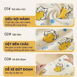 Cuộn Khăn Lau Đa Năng Hình Mèo Thấm Hút Tốt 25x25cm, Khăn Lau Bếp Dùng Khô Ướt, Giặt Tái Sử Dụng Tiện Lợi 6