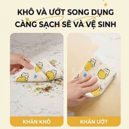 Cuộn Khăn Lau Đa Năng Hình Mèo Thấm Hút Tốt 25x25cm, Khăn Lau Bếp Dùng Khô Ướt, Giặt Tái Sử Dụng Tiện Lợi 4