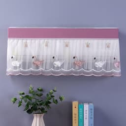 Rèm Điều Hòa Chống Bụi Trang Trí, Rèm Máy Lạnh Vải Voan Thêu Họa Tiết, Tấm Che Điều Hòa Chống Gió Thổi Trực Tiếp 5