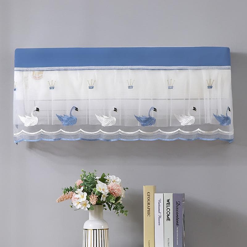 Rèm Điều Hòa Chống Bụi Trang Trí, Rèm Máy Lạnh Vải Voan Thêu Họa Tiết, Tấm Che Điều Hòa Chống Gió Thổi Trực Tiếp