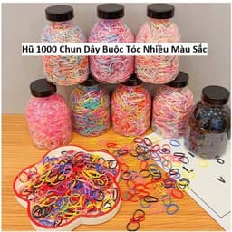 Hũ 1000 Chun Dây Buộc Tóc Nhiều Màu Sắc và Combo 100 dây cột tóc siêu dai. LMS 1
