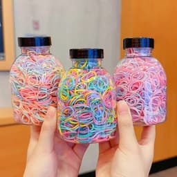 Hũ 1000 Chun Dây Buộc Tóc Nhiều Màu Sắc và Combo 100 dây cột tóc siêu dai. LMS 3