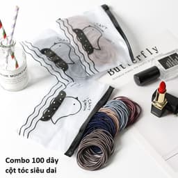 Hũ 1000 Chun Dây Buộc Tóc Nhiều Màu Sắc và Combo 100 dây cột tóc siêu dai. LMS 8