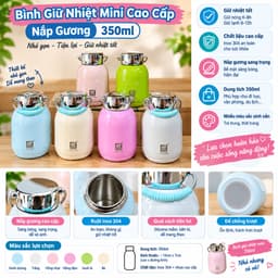 Bình giữ nhiệt mini cao cấp nắp gương 350ml và Họa Tiết Chim, Bướm, Cá 300ml/ Bình Giữ Nhiệt Bằng Thép Nhiều Màu. LMS 1