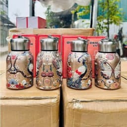 Bình giữ nhiệt mini cao cấp nắp gương 350ml và Họa Tiết Chim, Bướm, Cá 300ml/ Bình Giữ Nhiệt Bằng Thép Nhiều Màu. LMS 9