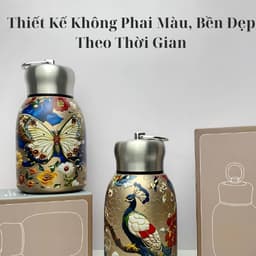 Bình giữ nhiệt mini cao cấp nắp gương 350ml và Họa Tiết Chim, Bướm, Cá 300ml/ Bình Giữ Nhiệt Bằng Thép Nhiều Màu. LMS 8