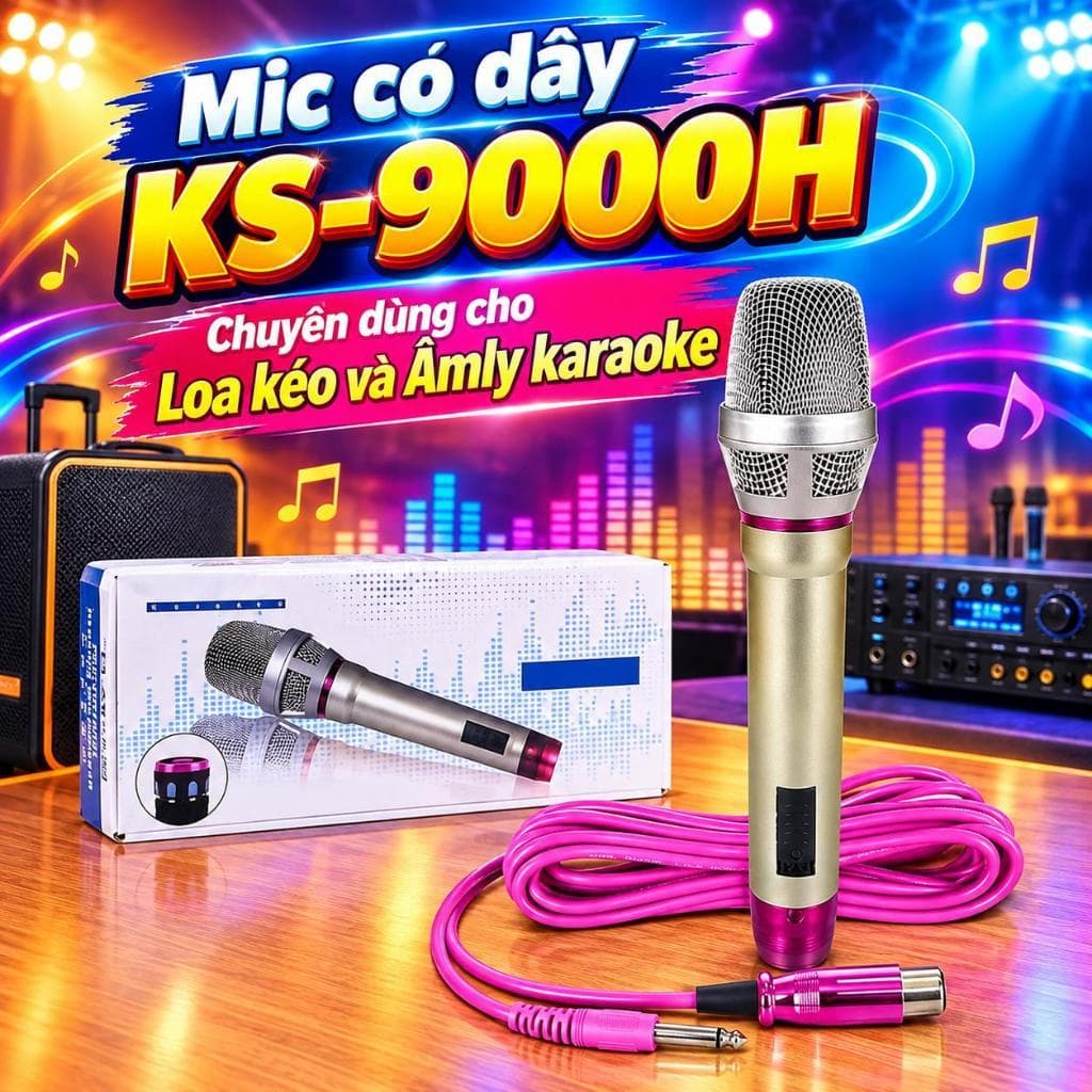 Mic có dây KS-9000H chuyên dùng Karaoke trên Loa Kéo, Âmly, Mixer