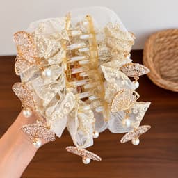 Kẹp Tóc Nữ Phong Cách Trung Hoa Ren Be Đính Ngọc Trai – Kẹp Tóc Cổ Trang Tua Quạt Thanh Lịch Sang Trọng 5