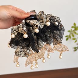 Kẹp Tóc Nữ Phong Cách Trung Hoa Ren Be Đính Ngọc Trai – Kẹp Tóc Cổ Trang Tua Quạt Thanh Lịch Sang Trọng 7
