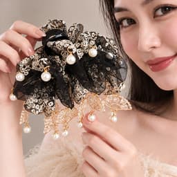 Kẹp Tóc Nữ Phong Cách Trung Hoa Ren Be Đính Ngọc Trai – Kẹp Tóc Cổ Trang Tua Quạt Thanh Lịch Sang Trọng 3